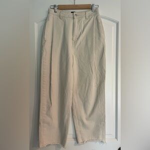 BDG Cream Wide-Leg Denim Pants Frayed Hem Y2K Edgy